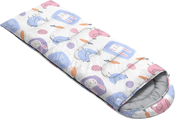 Kids Sleeping Bag for Boys GirlsCute Puppy Print-Lightweight Warm Portable Outdoor Indoor-Waterproof Cold Weather Resistant Sleeping Bag for Camping Hiking
