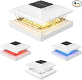 APONUO Solar Post Cap Lights with 8 RGB Solid Colors &amp Multicolor Flow - 4 Pack Fence Post Solar Lights IP65 Waterproof - Fits 4x4 5x5 6x6 Wood &amp Vinyl Posts - White