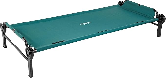 Disc-O-Bed XL Outdoor Modular 1 Person Single Camping Cot Portable Bed with 2 Height Options for Adults Sleep Solution for Tents Green