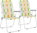 2 Pack Outdoor Beach Portable Lawn ChairLightweight Folding Chair for AdultsFolding Beach ChairPortable Backpack Foldable Camping Chairwith Armrestsfor Patio Pool Yard Garden (Yellow &amp Green)