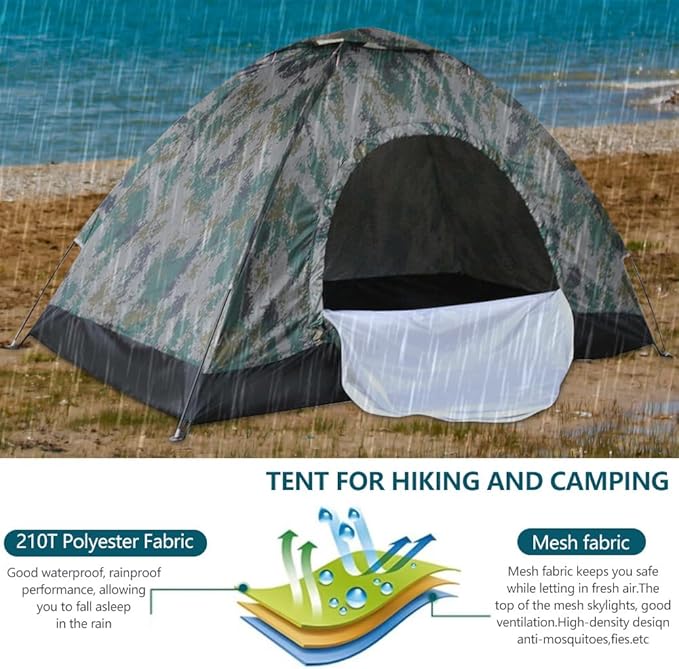 Camping Tent 2/3/4 Person Waterproof &amp Windproof Tents with Rain Fly and Carrying Bag Easy Setup Instant Family Travel Tent for Backpacking Hiking Camping
