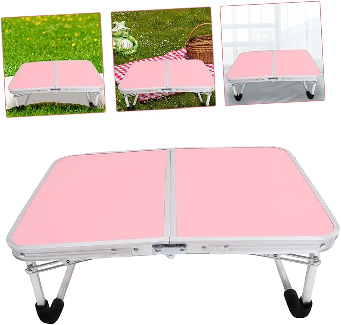 STOBAZA Aluminum Alloy Small Folding Table Portable Narrow Side Table for Dorm Reading Camping Desk Wide Surface for Laptop Books
