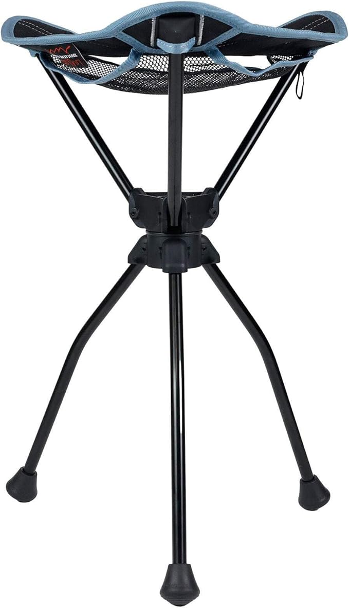 GRAND TRUNK Compass 360° XT Extra Tall Swivel Stool | 20 Portable Camping Seat | 260 lb Capacity | 7000 Series Aluminum Frame Compact Folding Outdoor Stool | Sea Black