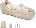 SUNNYFEEL Inflatable Lounge Chair with Built-in Pump Heavy Duty PVC Flocked Inflatable Sofa for Adults Portable Air Lounger for Camping Beach Home &amp OutdoorBeige