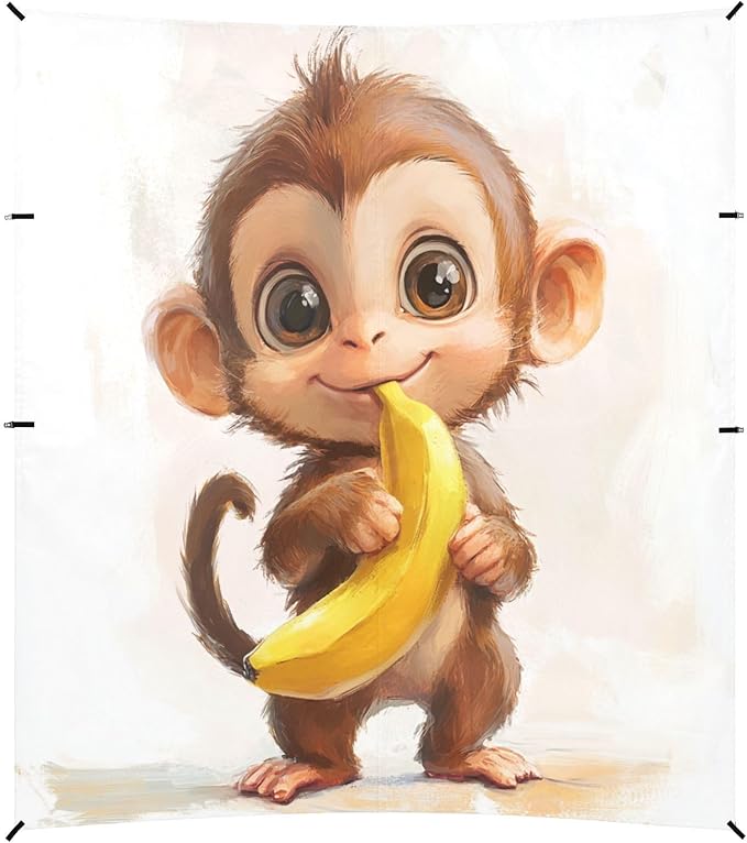 ALAZA Cute Monkey Banana Beach Tent Sun Shelter UPF50+ Protection Beach Shade Canopy w/ 4 Sandbags for Outdoor Camping Fishing Backyard Fun Picnic 10x9 ft