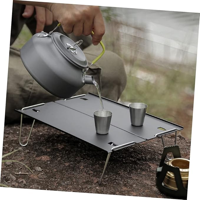 VICASKY 1set Portable Folding Camping Table Lightweight Alloy Desk Legs for Easy Storage for Picnics Beach Hiking and Outdoor Gatherings Black
