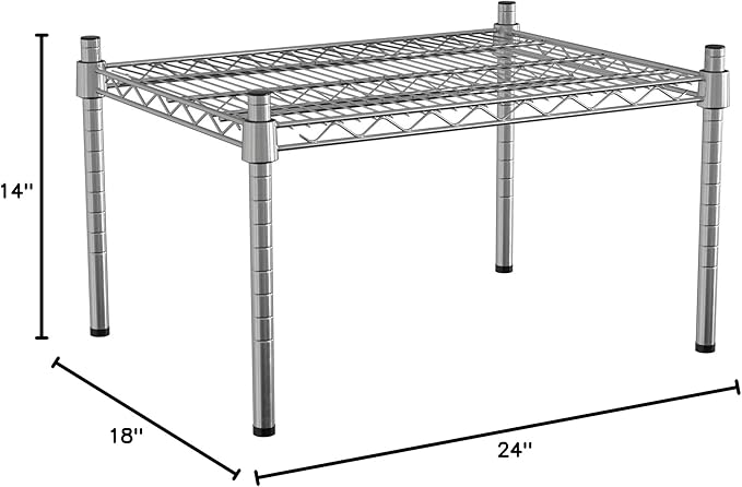 18 x 24 NSF Chrome Wire Stationary Dunnage Storage Rack with 14 Posts Ideal for Commercial Kitchen Home Garage Warehouse Shelters