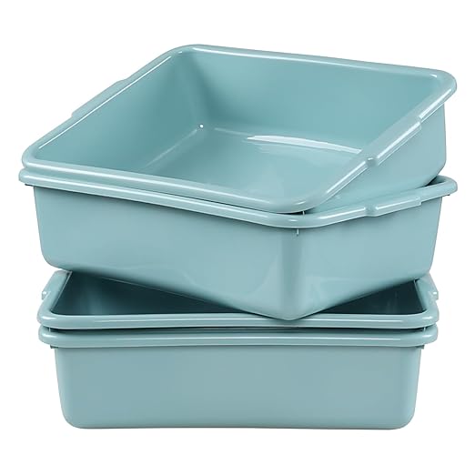 Jekiyo 4 Packs 13 L Commercial Bus Tub Plastic Dishpan Washing Basin
