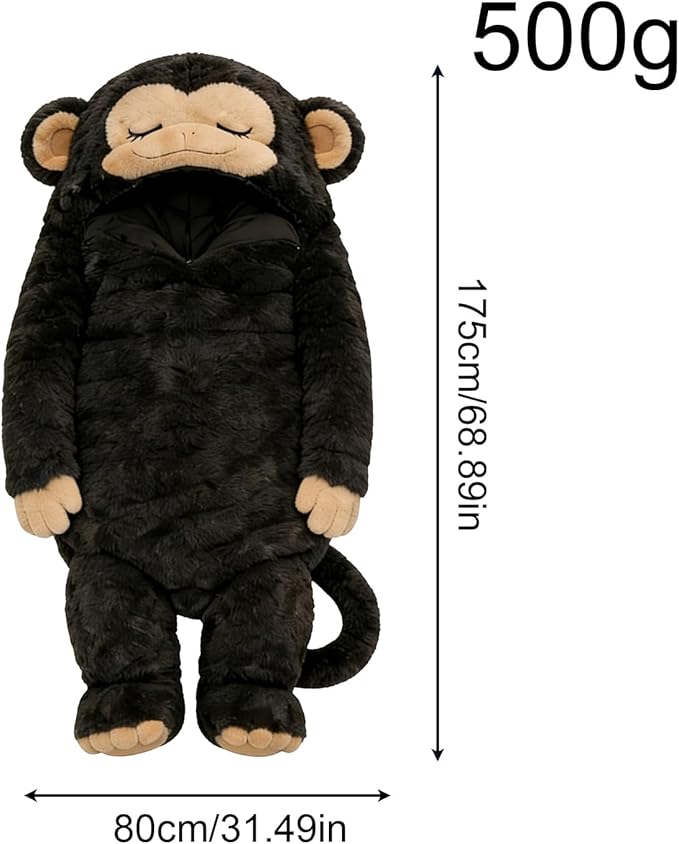 Giant Monkey Sleeping Bag for Human Monkey Shaped Animal Sleeping Bags for Adults for Indoor Use Or Camping TripsSleepovers