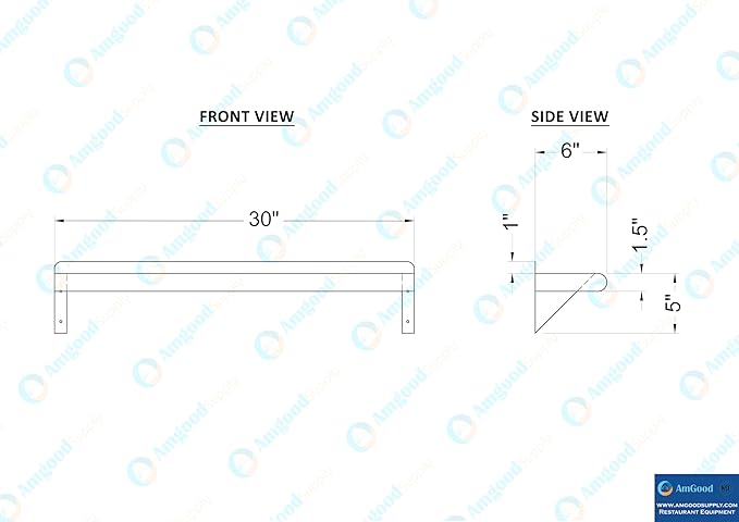 AmGood 6 X 30 Stainless Steel Wall Shelf | NSF | Metal Shelving | Garage Laundry Storage Utility Room | Restaurant Commercial Kitchen