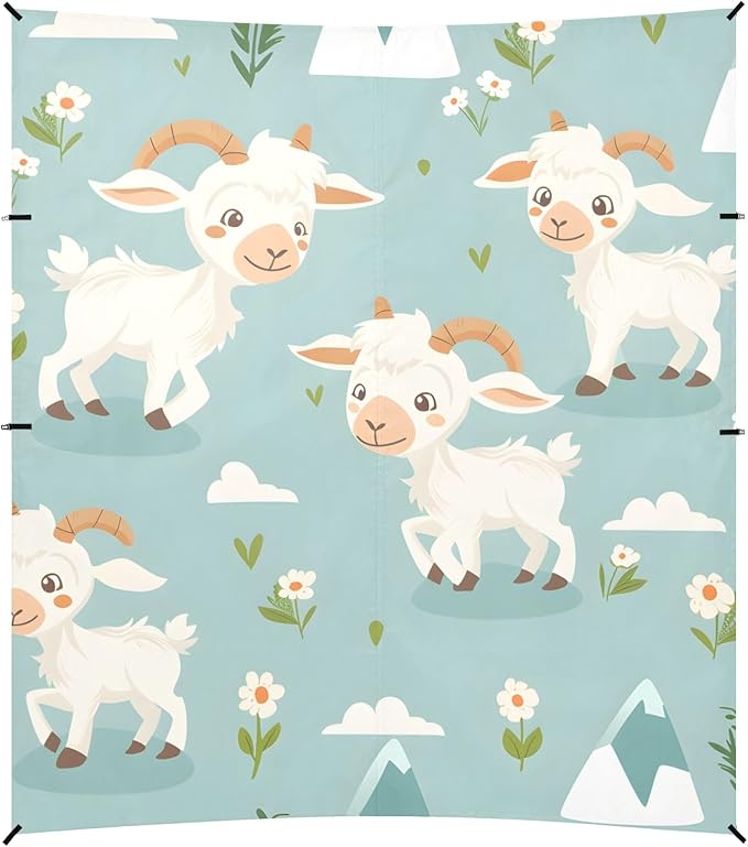 Goat Smile Cartoon So Cute Camping Sun Shelter Beach Tent Portable Beach Sun Shade Outdoor Canopy for Camping Trips Fishing Picnic