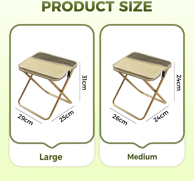 KAMOJI Foldable Backpack Stool 2026 New Compact Ultralight Collapsible Stools for Fishing Hiking Upgrade Lightweight Portable Folding Chair with Storage Bag and Durable Steel Frame (Green Small)