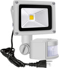Z Motion Sensor Flood Lights Outdoor10W Induction LED Lamp IP65 Waterproof Spotlight3200K LED Sensor LightSecurity Light with US 3-Plug (Warm White-Grey)