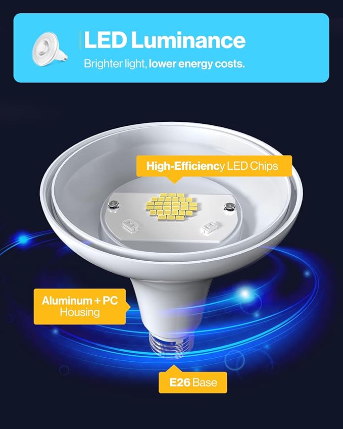 Sunco 30 Pack Outdoor Flood Light Bulb LED PAR38 Exterior Spotlight Bulbs Weatherproof 1050 LM 13W (100W Equivalent) 6000K Daylight Deluxe Wet Rated Dimmable E26 Base UL