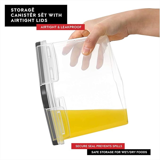 DWËLLZA KITCHEN Flour Sugar Storage Containers Set of 4 3.6L Plastic Airtight Food Storage Containers with Lids for Kitchen Pantry Organization and Storage - Dry Food Containers Labels &amp Marker