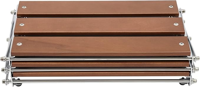 Camping Rack 3-Tier Camping Folding Storage Rack Organizer with Carry Bag Retro Rectangular Camping Dish Rack Shelf for Barbecues Camping Hiking Parties Walnut Load 10kg/22.05lbs