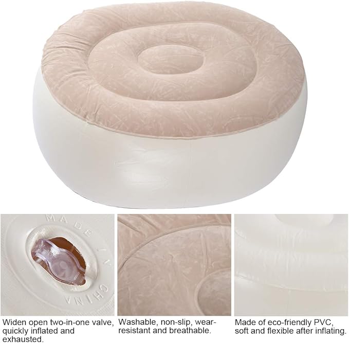 Inflatable OttomanRound slothful StoolPortable PVC Inflatable Soft air Chair seat for Garden and Camping Fitness and Sports