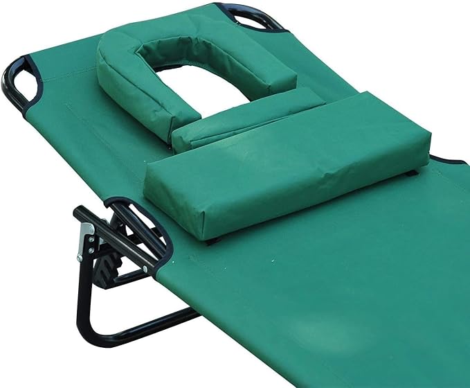 Beach Chairsun Chair Sun Lounger Adjustable Chaise Lounge with Face Cavity Folding Outdoor Beach Camping Sun Lounger Garden Recliner