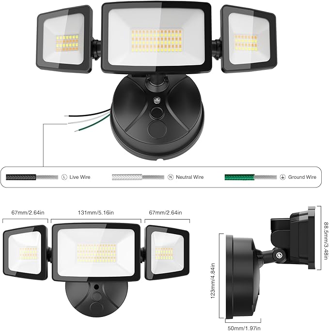 Onforu 55W Smart LED Flood Lights Outdoor 5500LM Tunable 2700K-6500K APP Control WiFi Alexa Security Lights with Timer &amp Adjustable 3 Head IP65 Waterproof for House Yard Porch Garage Back