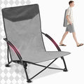 Sekey Portable Beach Chair Lightweight Camping Chair with Carry Bag Low Folding Beach Chair for Adults Compact Ourdoor Chairs for Picnic Fishing and Sports Events Gray