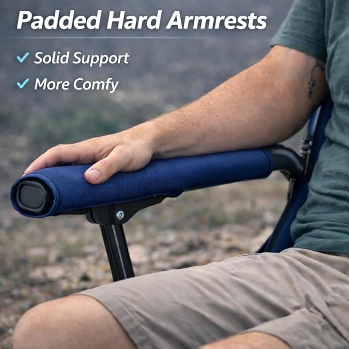 Romswi 2-Pack Heated Camping Chairs 500lbs Heavy Duty Oversized Folding Chair with Dual-Zone Heating &amp Hard Armrests XL Padded Portable Chair for Sports Sideline Tailgate Winter (USB Compatibl