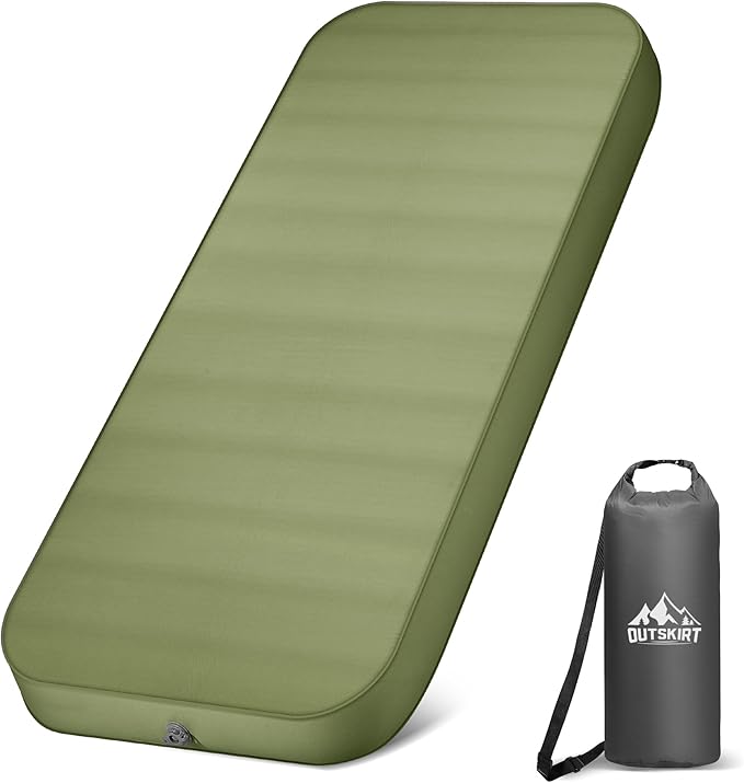 OUTSKIRT Camping Mattress Self Inflating Sleeping Pad with Pump Sack Foam Camping Pad for Sleeping 4” Thickness Sleeping Mat for Camp/Travel/Car/Tent 4 Season Camp Air Mattress
