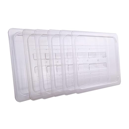 6-Pcs Food Pan Lid Half Size Clear Polycarbonate Hotel Pan Cover with handle
