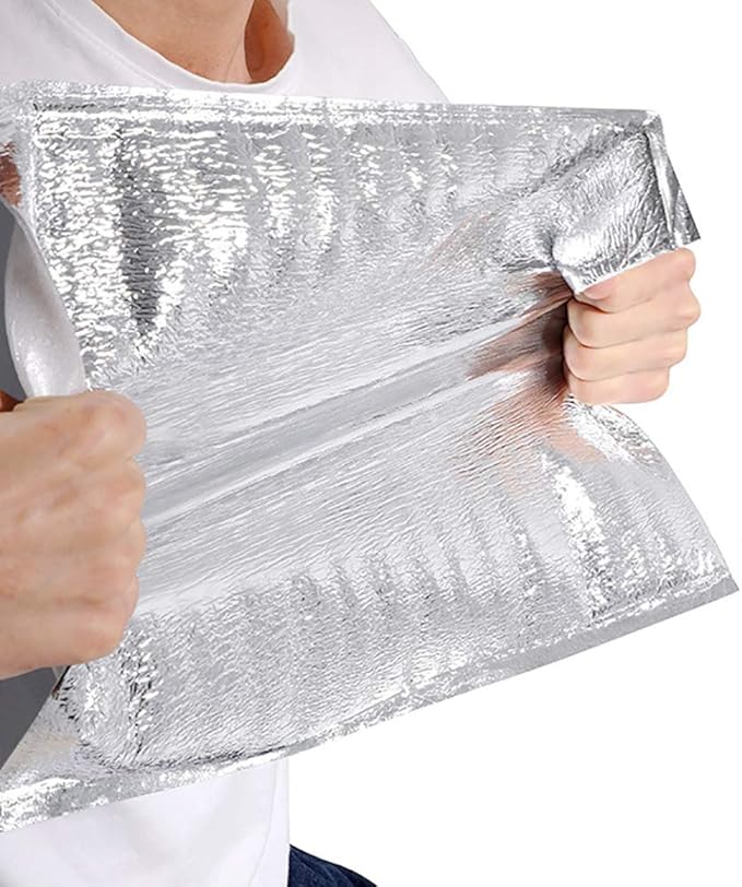 Reusable Insulation Thermal Bags 25 Pack 15 inch x 13 inch Large Insulated Bubble Bag Thermal Box Liners Metalized Box Liner for Cold and Hot Food