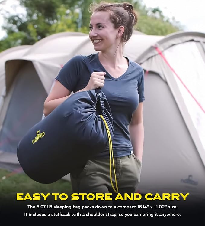 NOMAD Brisbane XL Cotton Blanket Sleeping Bag for Tall Campers 220cm Length 100% Cotton Lining for Summer Camping