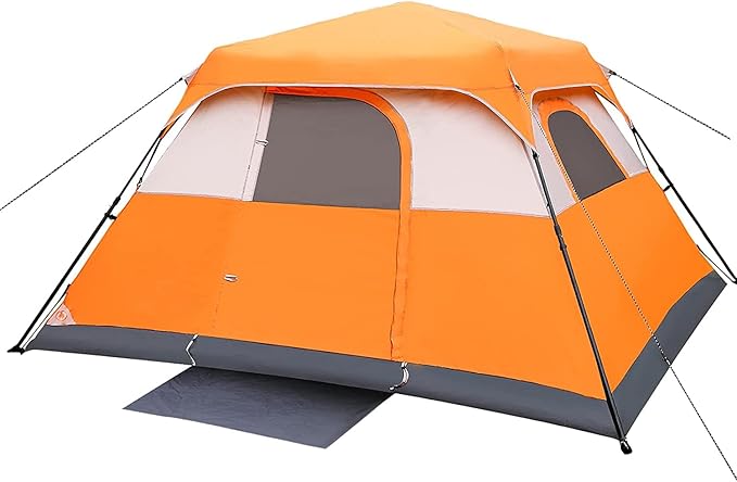 6 Person Tent Tents for Camping6 Person 60 Seconds Set Up Camping Tent Waterproof Pop Up Tent with Top Rainfly Instant Cabin Tent Advanced Venting Design Provide Gate Mat