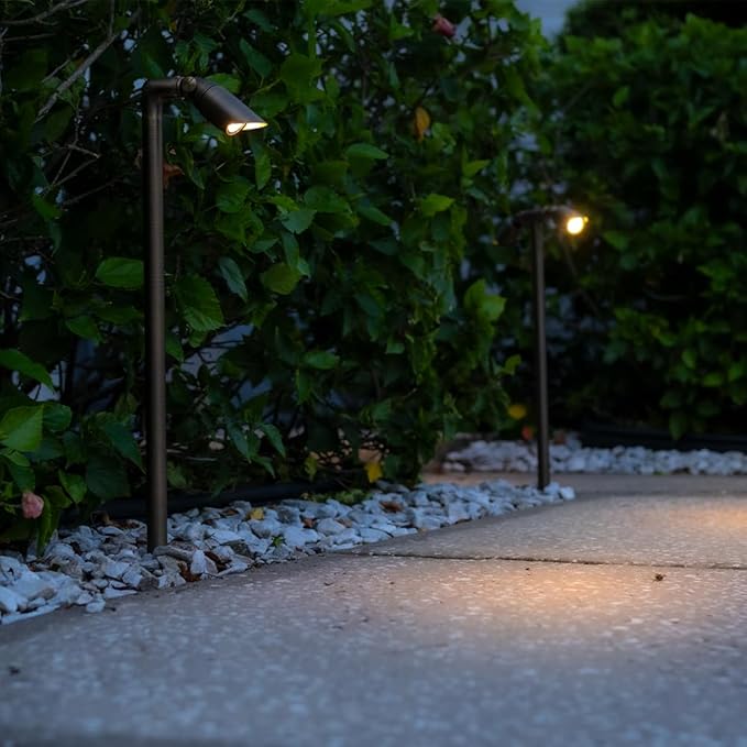 VOLT Innovator 12V Adjustable Cast Brass Path Light (Bronze) for Low Voltage Landscape Lighting on Outdoor Pathway Walkway Garden Driveway or Patio