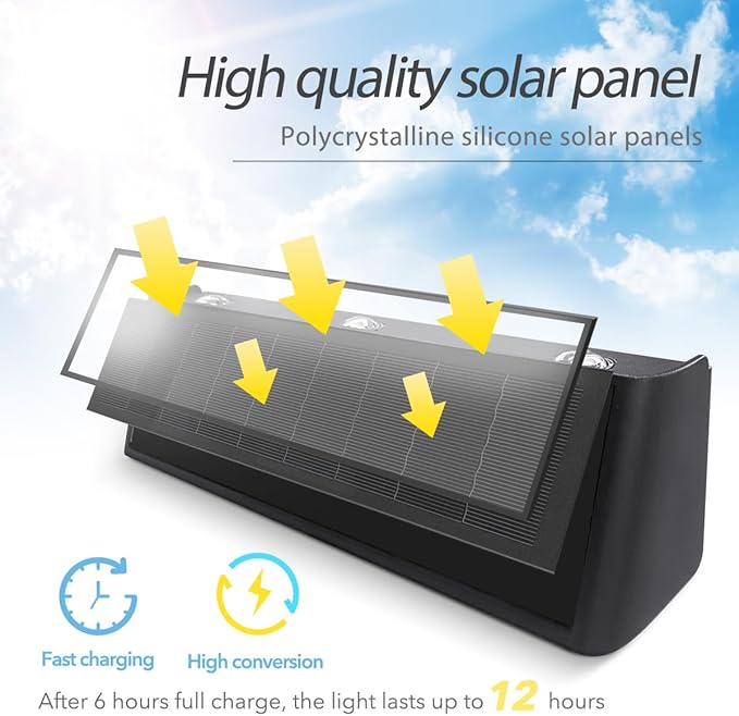 Solar Sconce Lights Outdoor Up and Down Waterproof Aluminum Solar Wall Lights Dusk to Dawn 3000K Warm White for House Outside Sign Yard Porch