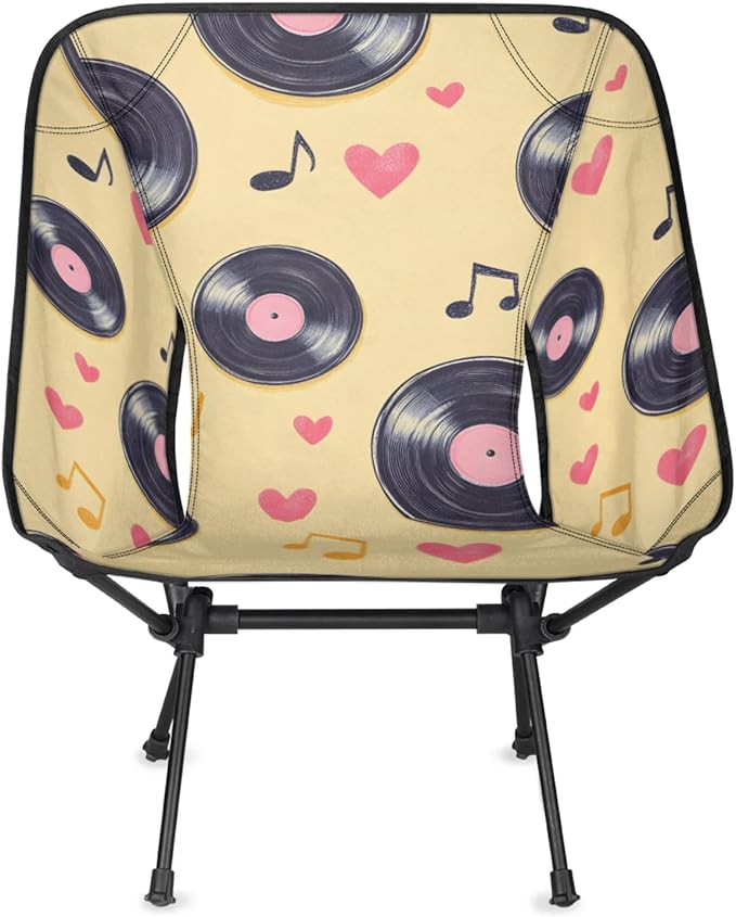 Folding Camping Chair Music Love Heart Camping Chairs Lightweight Portable Chair Outdoor Foldable Chairs for Camping Travel Picnic Beach Hiking