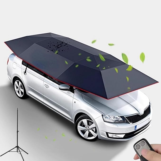 Fully Automatic Car Umbrella for Roof with Remote Universal Car Tent with Bracket 4.8M Portable Protection Carport Folded Cars Sun Shade Movable Canopy for Sedan SUV