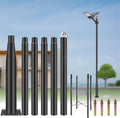 Street Light Pole 20Ft - Black Outdoor Adjustable Metal Solar Street Lamp PostSuitable for Street Courtyard Porch Exterior Patio Flag Lighting Fixtureswith Mounting Rebar Cage Base Accessory