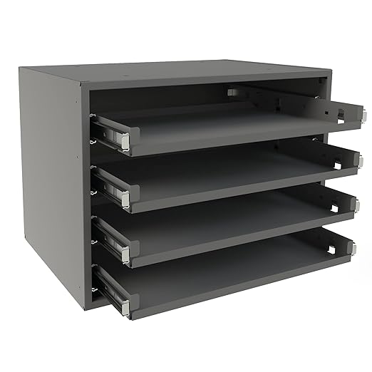 Durham 307B-95 Gray Cold Rolled Steel Bearing Rack for 4 Small Metal Compartment Boxes 15-9/16 Width x 11-5/16 Height x 11-7/8 Depth