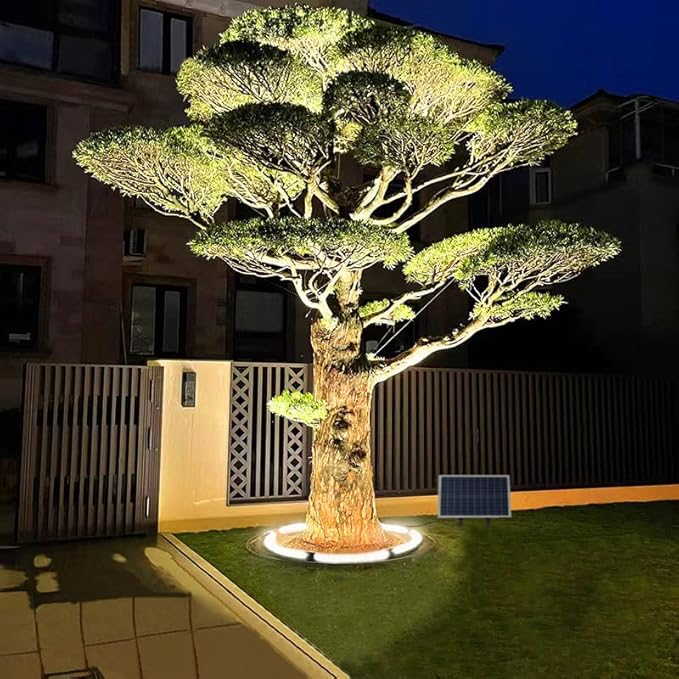 Solar Palm Tree LightsSuper Bright 32 Led 5 V 12000mah Landscape Spotlights for Big Tree Lighting Solar Uplights for Trees Floodlights Home Garden Christmas Party Outdoor (Cool Light)
