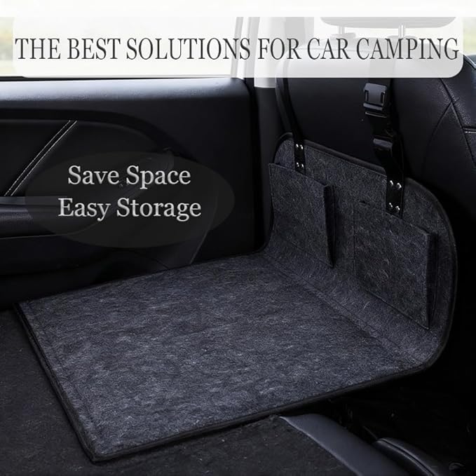 Car Camping Essentials Rear Seat Mattress Extension Plate Car Back Seat ExtenderPortable Mattress for Sleeping Increase Travel Trunk Space Bed Space for Most Cars SUV Model Y/3 (Black)
