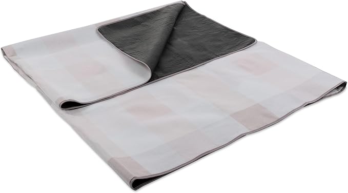 Picnic TIME Blanket Tote XL Outdoor Picnic Blanket 70x80 Foldable Beach Mat with Soft Fleece Top Water-Resistant Backing Carry Strap &amp Pocket Portable Blanket for 4-5 People (Pastel Plaid)