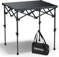 FUNYKICH Folding Camping Table(L26.4''xW22.8'') Aluminum Roll-up Portable Picnic Table with 2 Adjustable Height(17.3'' &amp 27.6'') for Picnic Camping BBQ Party Backyard Beach