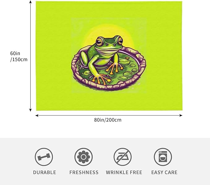 Frog in a Pond Blanket.Super Soft Flannel Blanket 80x60 inches 100% Polyester for Warmth Perfect for beds Sofas and Camping.
