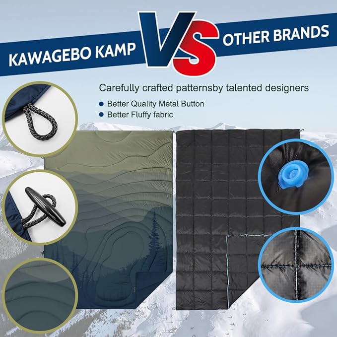 Camping Blanket Puffy - Outdoor Stadium Blanket Wearable Lightweight Packable Machine Washable Camping Quilt for Traveling Picnic Beach Party