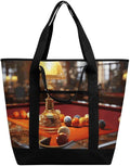 Insulated Shopping BagLarge Reusable Cooler Bags Billiards Printed Foldable Shopping BagTravel Waterproof Shoulder Bag