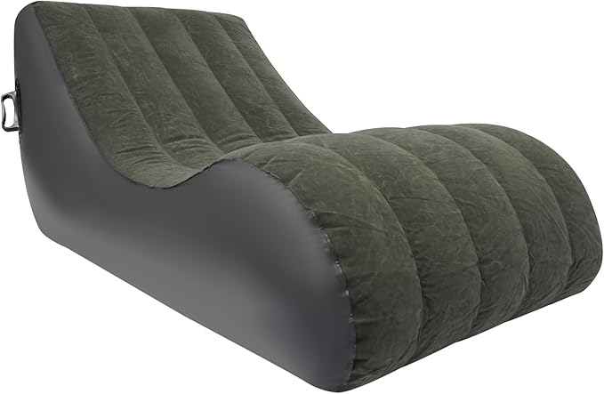 Air Mattress Bed S-Shape Inflatable Sofa with Pump Inflatable Chair Air Couch Flocked Surface Waterproof Portable Blow Up Bed for Camping Lounge Beds for Afternoon Rest (Gray)