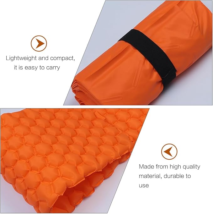 Inflatable Camping Tent Mat Waterproof Sleeping Pad Portable Air Mattress Lightweight Outdoor Sleeping Cushion for Hiking Backpacking Travel (192x58x6cm Orange)