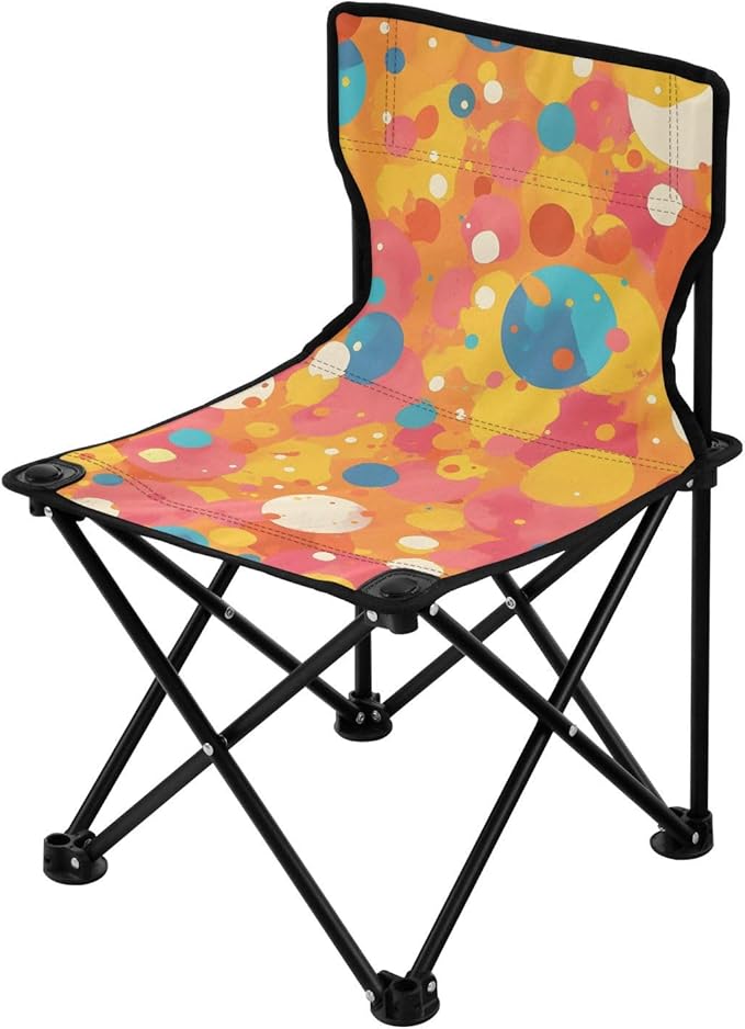 Blue Dots Portable Camping Chairs Folding Chair - Durable Oxford Fabric Lightweight Iron Frame Easy Fold Design - Ideal for Outdoor Activities Camping Fishing and Travel