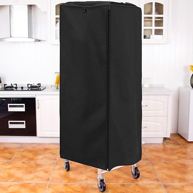 Protective 420D waterproof bread rack cover with dust resistant features for baking racks used in kitchens or outdoor environments