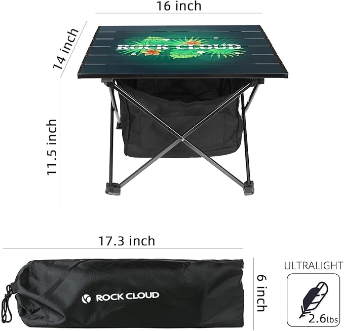 ROCK CLOUD Portable Camping Table Ultralight Aluminum Camp Table with Storage Bag Folding Beach Table for Camping Hiking Backpacking Outdoor Picnic Limited Edition Tabletop