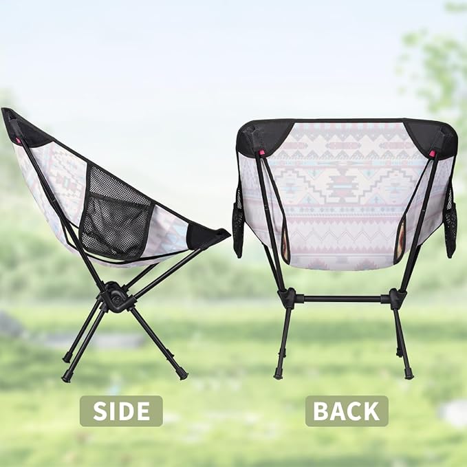 Ethnic Tribe Aztec Pattern Camping Chair Lightweight Portable Chairs for Adults Easy Installation Outdoor Foldable Camping Chair for Camping Fishing Hiking Picnic Beach
