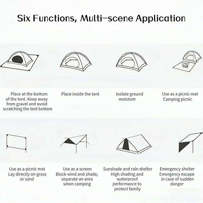 Multi-Use Oversized Weather-Resistant Camping Ground Cloth Tent Footprint – Ultralight Mat for Hiking Backpacking Beach Storage Bag Included